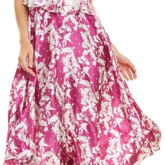 New AMUR Off-The-Shoulder Magenta Popover Waist Midi Dress NWT Size 2 - Picture 7 of 16